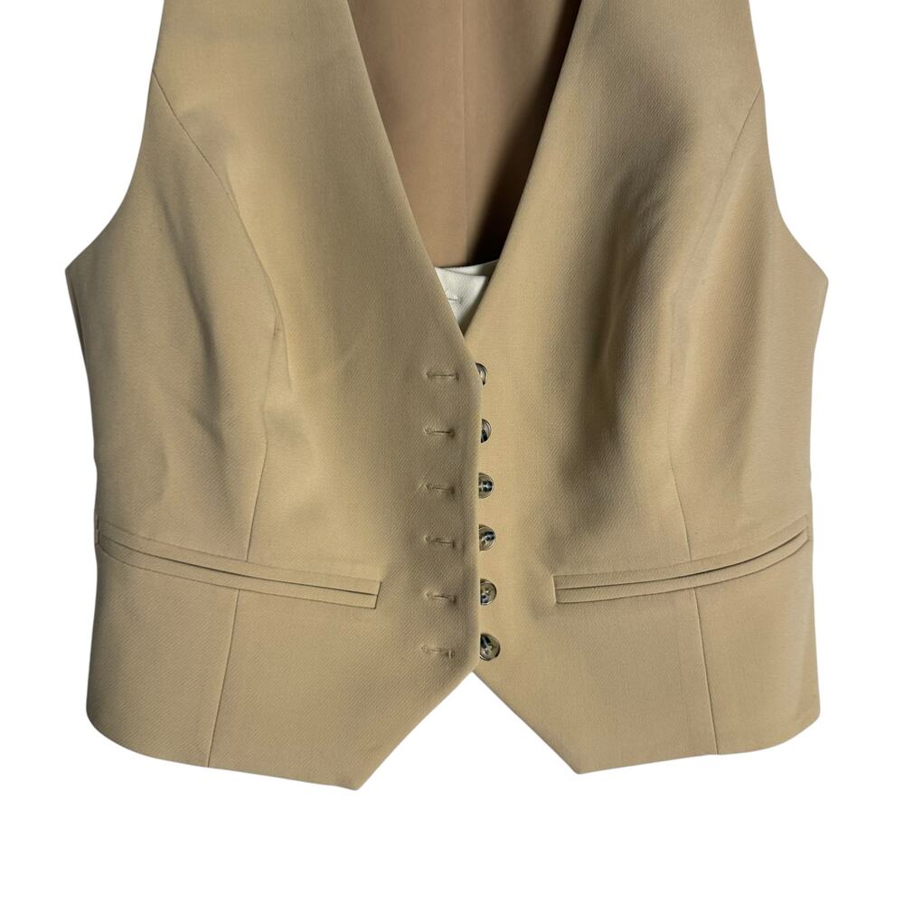 Favorite Daughter Margaret Beige Button Front Sleeveless Crepe Vest Size XS - Picture 8 of 16